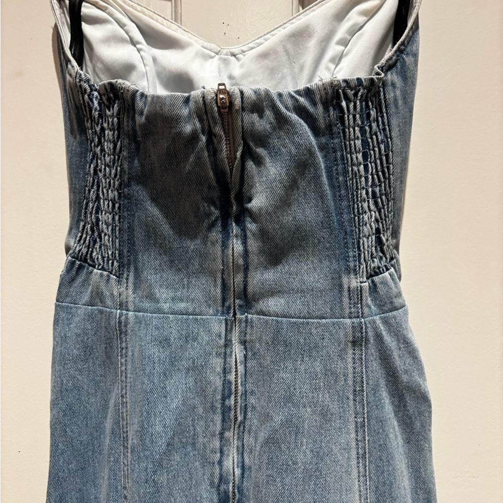 Strapless Light Blue Ruffle High-Low Dress - Picture 10 of 16